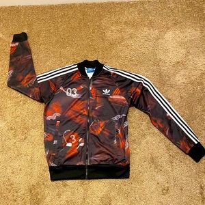 “NWOT” Adidas Track Jacket Size Medium, Dark Maroon, Black & White
